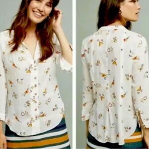 Anthropologie NWT 15 Of 52 Conversations Top Size 14 White